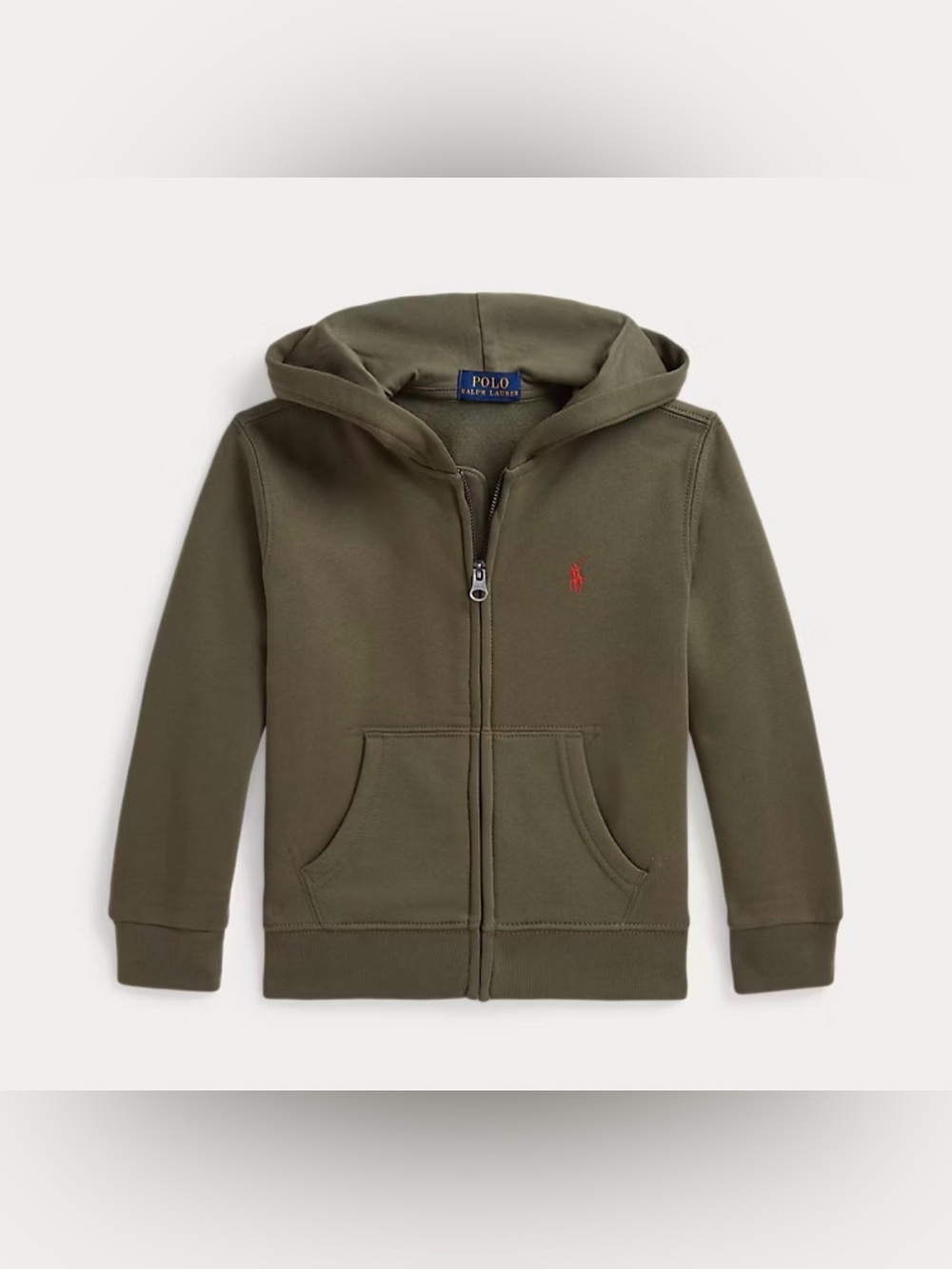 Polo Ralph Lauren Boys Full Zip Fleece Hoodie Sweatshirt Size 4 4T Olive Green